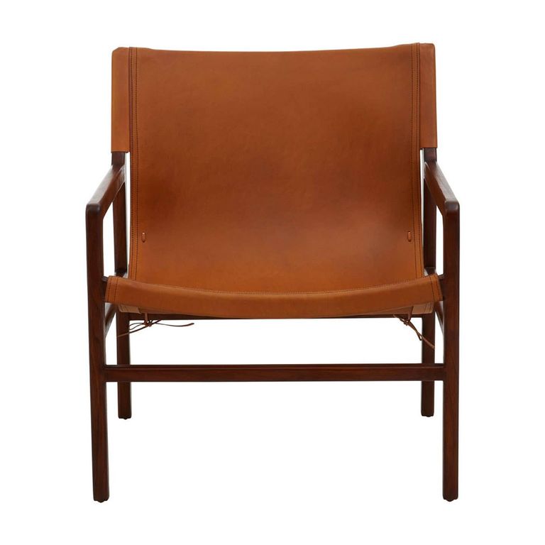 Inca Chair - Brown Leather with Teak Wood - Sling