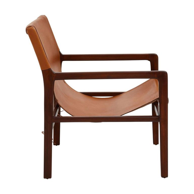 Inca Chair - Brown Leather with Teak Wood - Sling