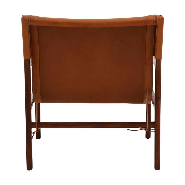 Inca Chair - Brown Leather with Teak Wood - Sling