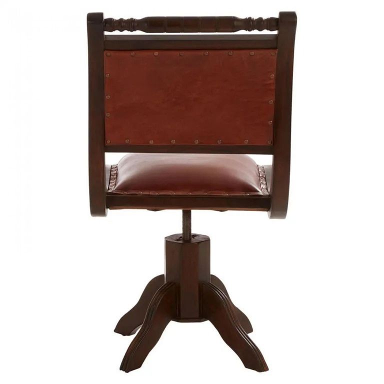 Inca Chair - Brown Leather with Teak Wood - Swivel