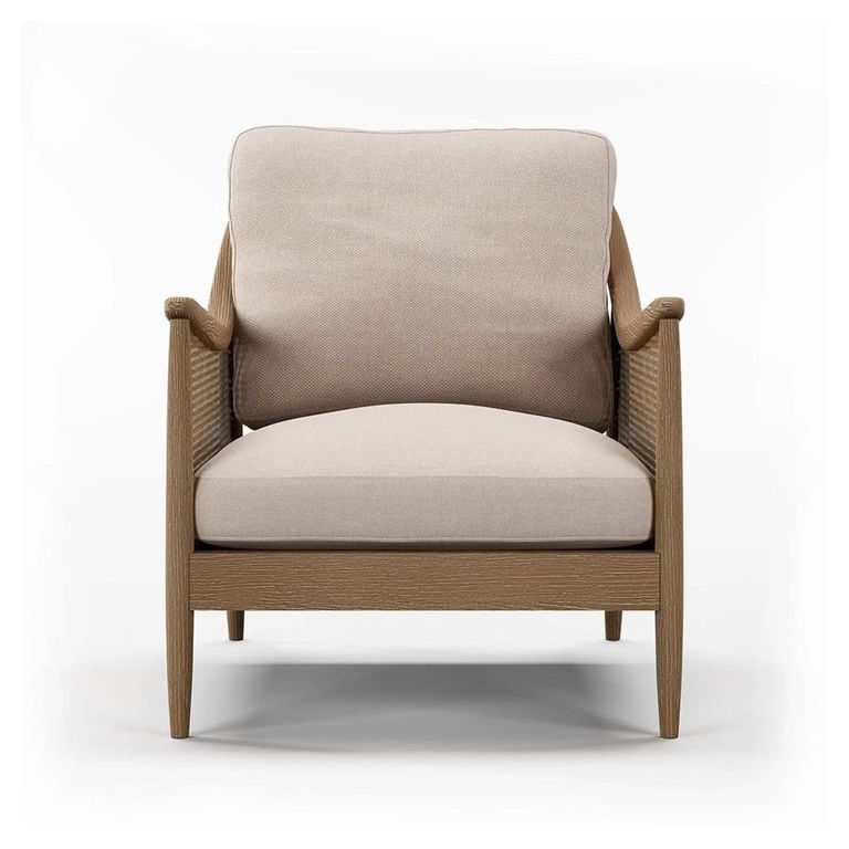 Clearance - Winnie Armchair - Natural Fabric and Rattan - FSS17367