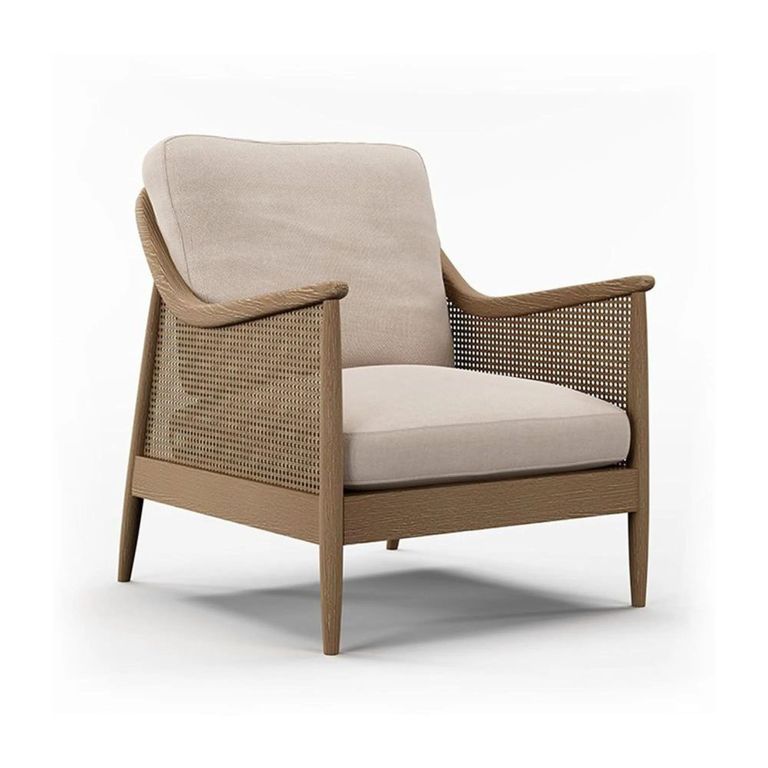 Clearance - Winnie Armchair - Natural Fabric and Rattan - FSS17368