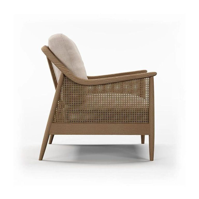 Clearance - Winnie Armchair - Natural Fabric and Rattan - FSS17368