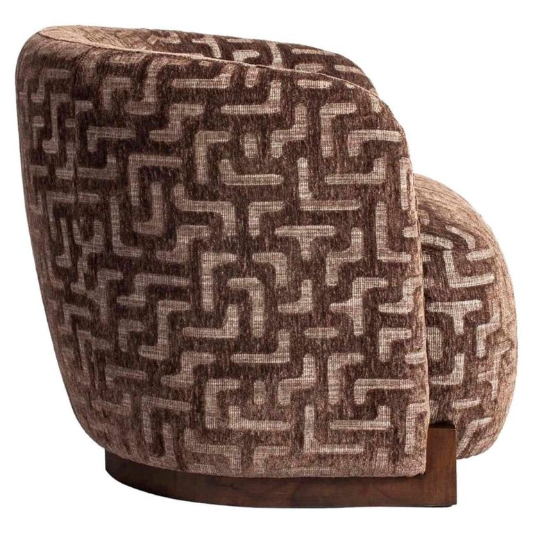 Hannah Lounge Chair - Labyrinth - Brown - Fabric and Wood