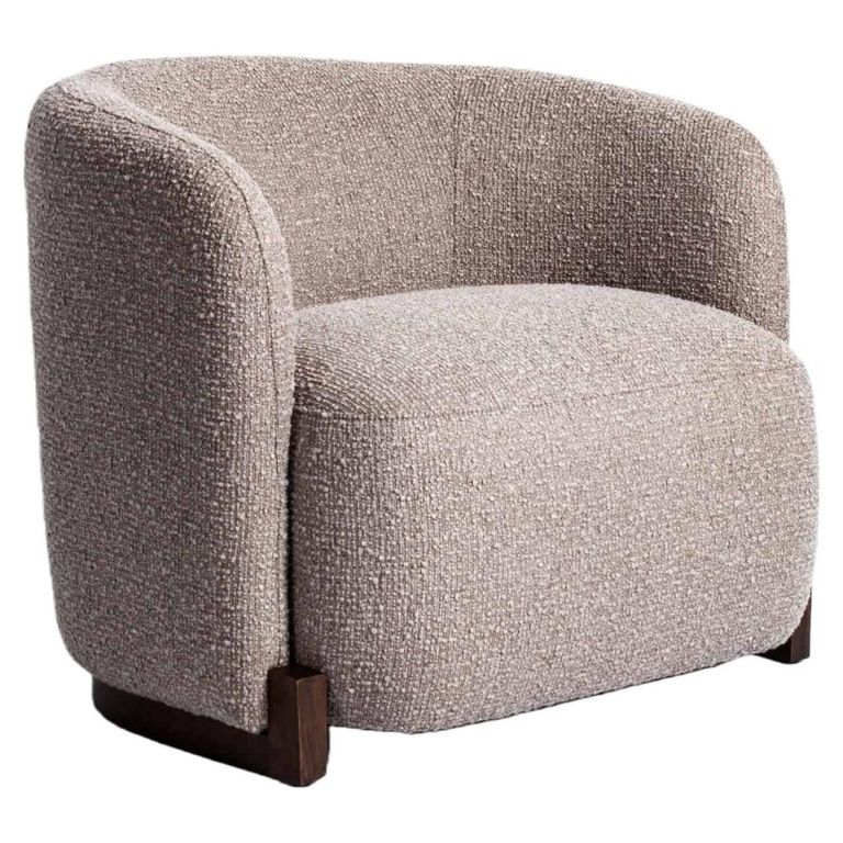 Hannah Lounge Chair - Chunky - Mocca - Fabric and Wood