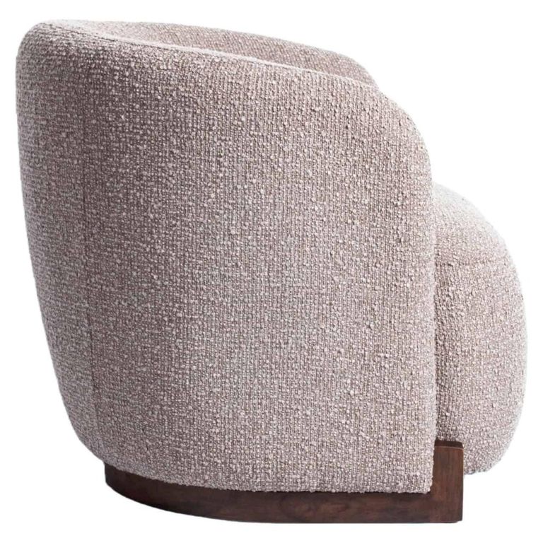 Hannah Lounge Chair - Chunky - Mocca - Fabric and Wood