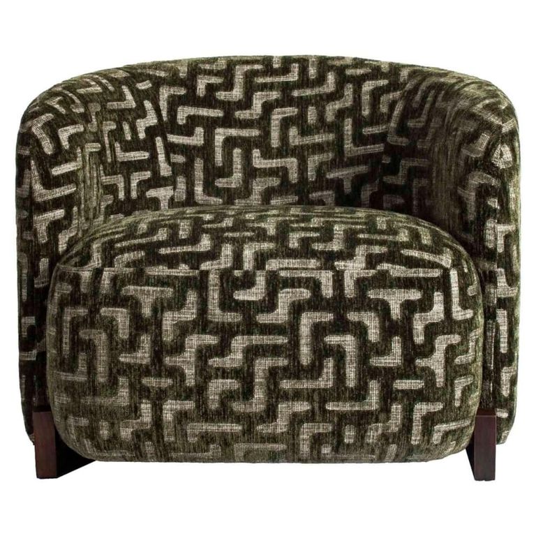 Hannah Lounge Chair - Labyrinth - Moss - Fabric and Wood