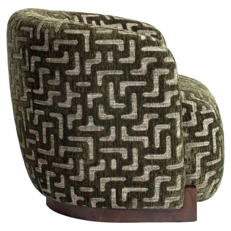 Hannah Lounge Chair - Labyrinth - Moss - Fabric and Wood