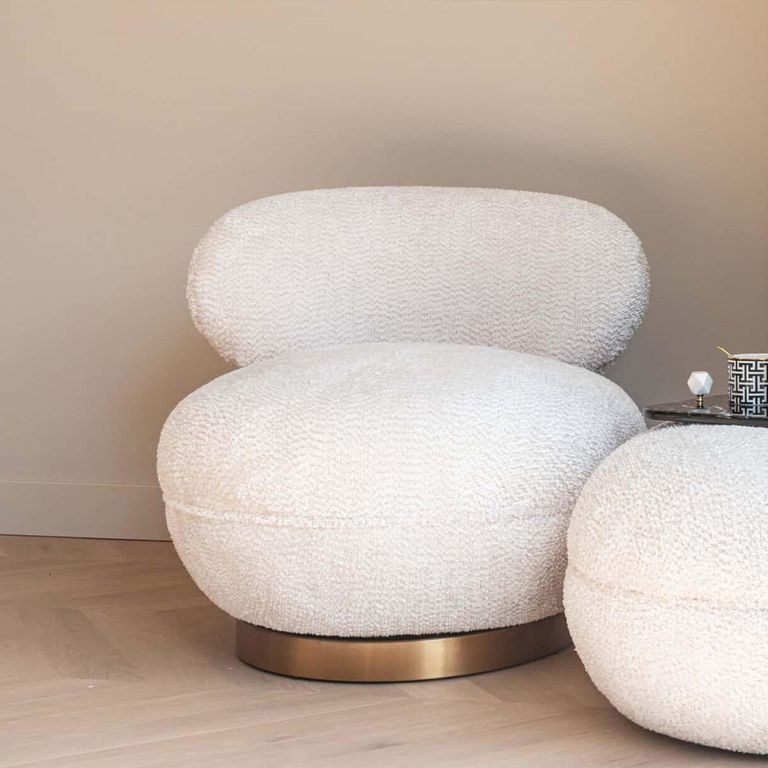 Jace Cream Fabric and Gold Accent Chair