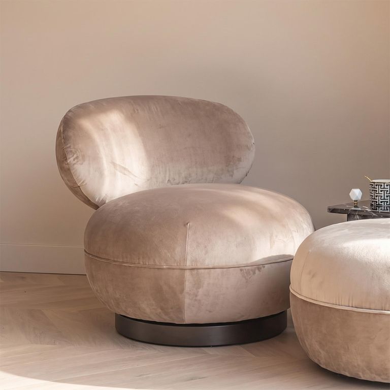 Jace Swivel Lounge Chair - Sand - Fabric and Metal