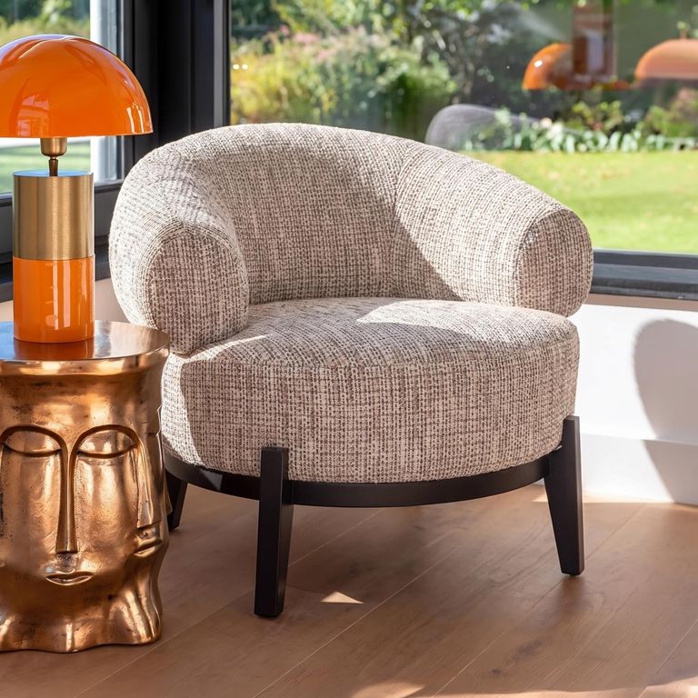 Montana Natural Fabric Accent Chair with Black Legs