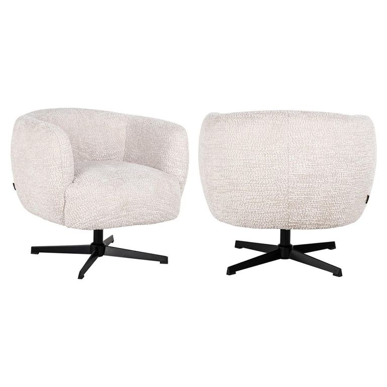 Estelle Swivel Lounge Chair - Cream - Fabric and Metal