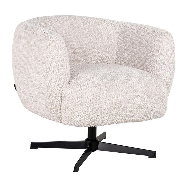Estelle Swivel Lounge Chair - Cream - Fabric and Metal