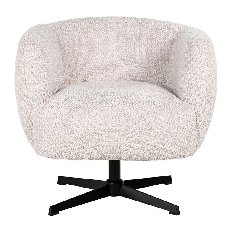 Estelle Swivel Lounge Chair - Cream - Fabric and Metal