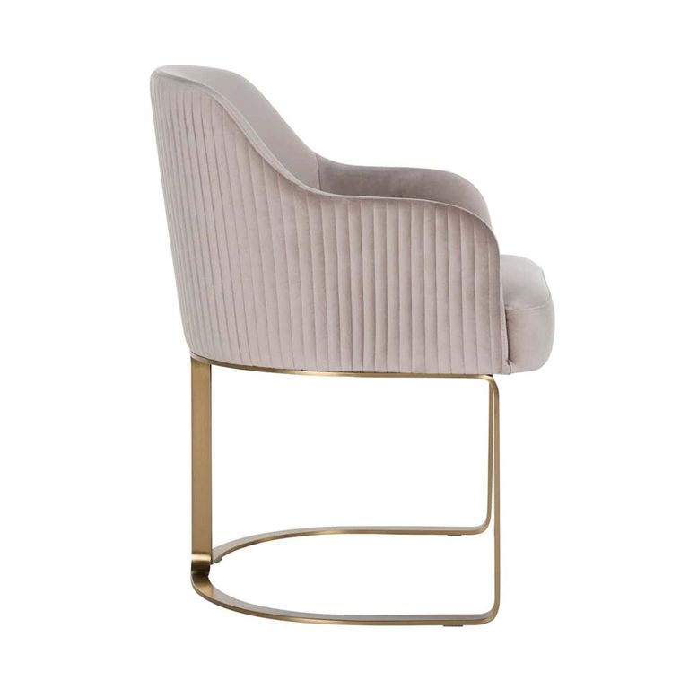 Hadley Khaki Velvet Fabric Armchair with Gold Legs 