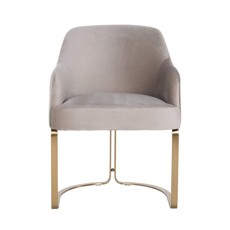 Hadley Khaki Velvet Fabric Armchair with Gold Legs 