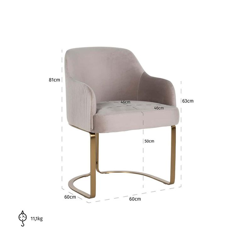 Hadley Khaki Velvet Fabric Armchair with Gold Legs 