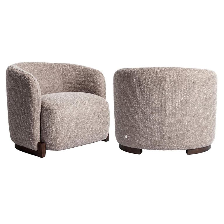 Hannah Lounge Chair - Chunky - Mocca - Fabric and Wood