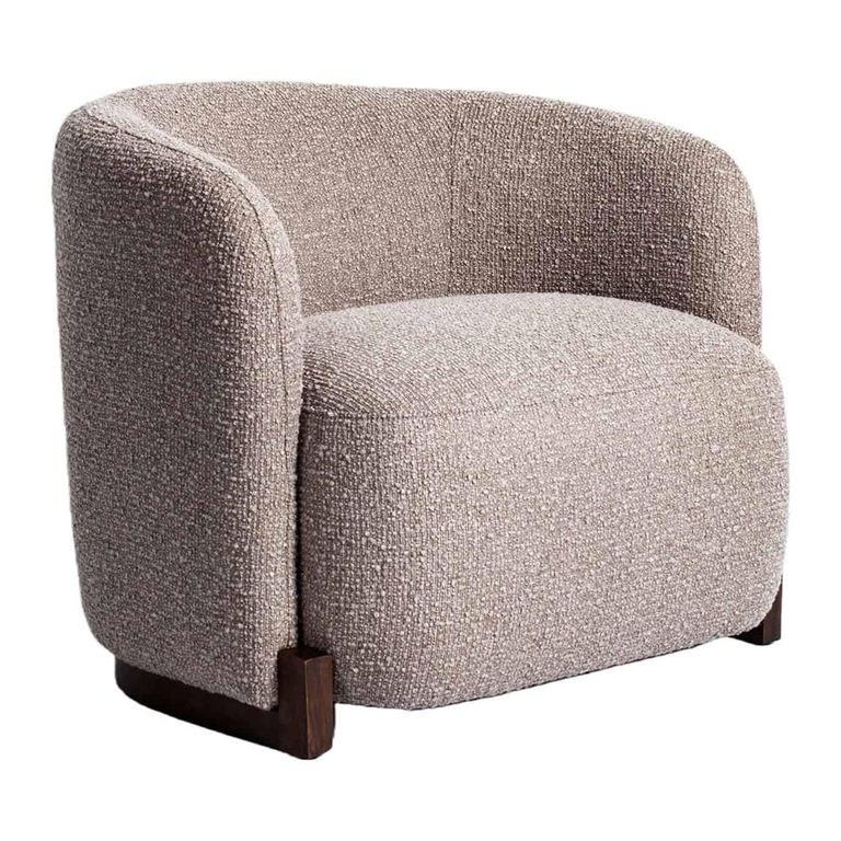 Hannah Lounge Chair - Chunky - Mocca - Fabric and Wood