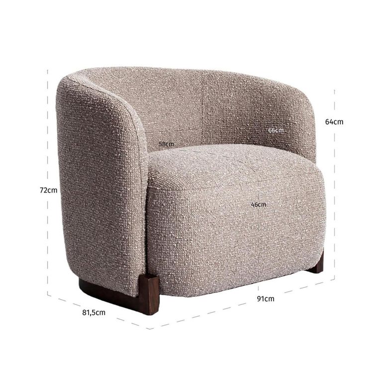 Hannah Lounge Chair - Chunky - Mocca - Fabric and Wood