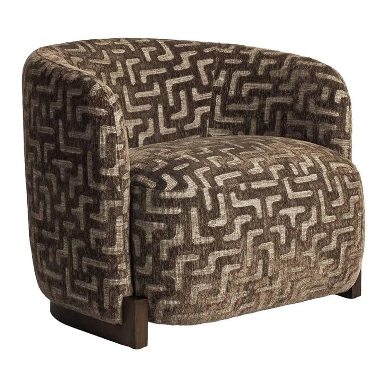 Hannah Lounge Chair - Labyrinth - Brown - Fabric and Wood