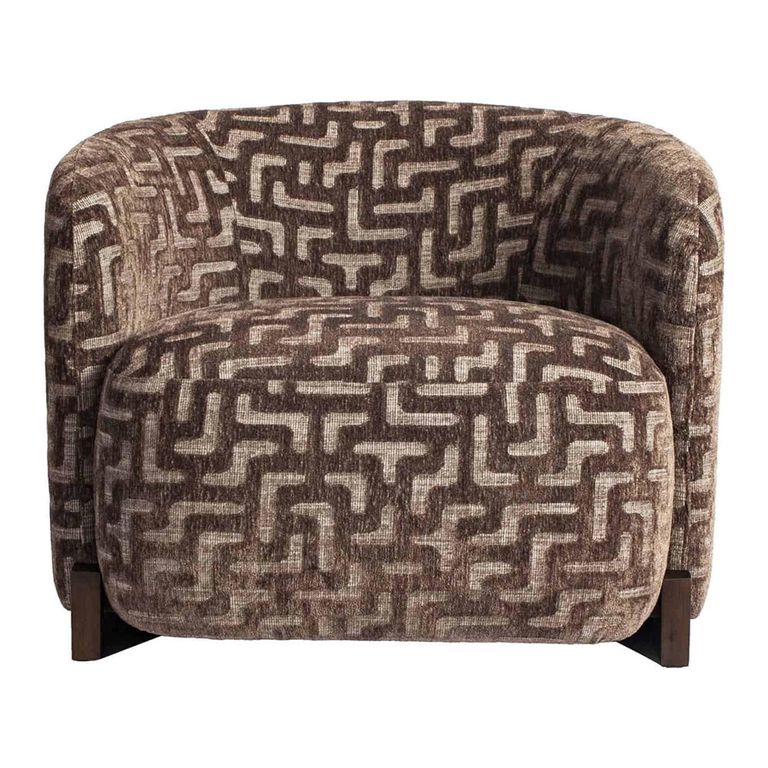 Hannah Lounge Chair - Labyrinth - Brown - Fabric and Wood
