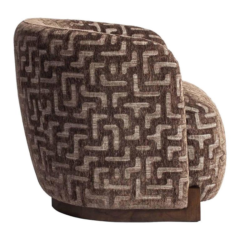Hannah Lounge Chair - Labyrinth - Brown - Fabric and Wood