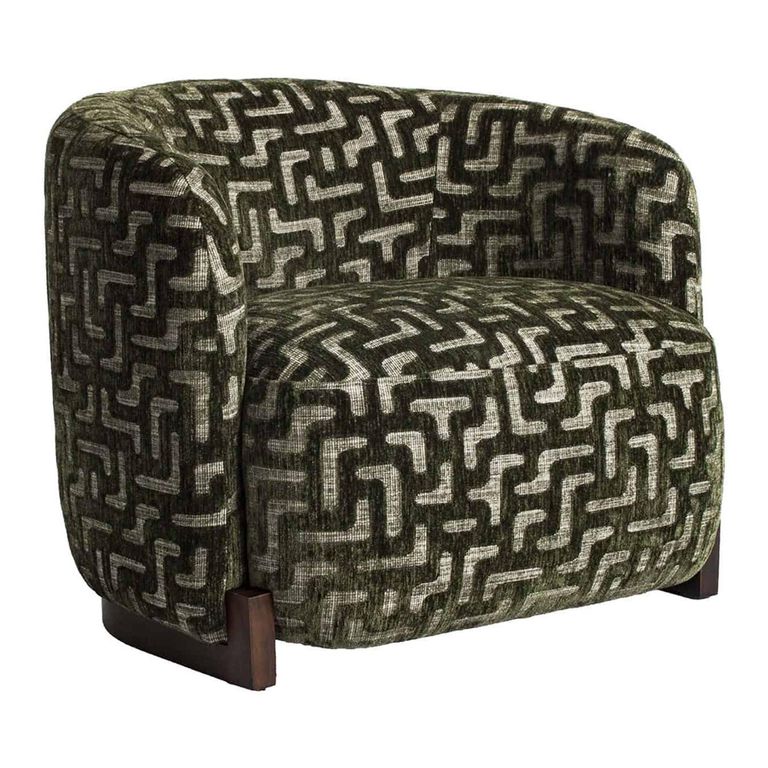Hannah Lounge Chair - Labyrinth - Moss - Fabric and Wood