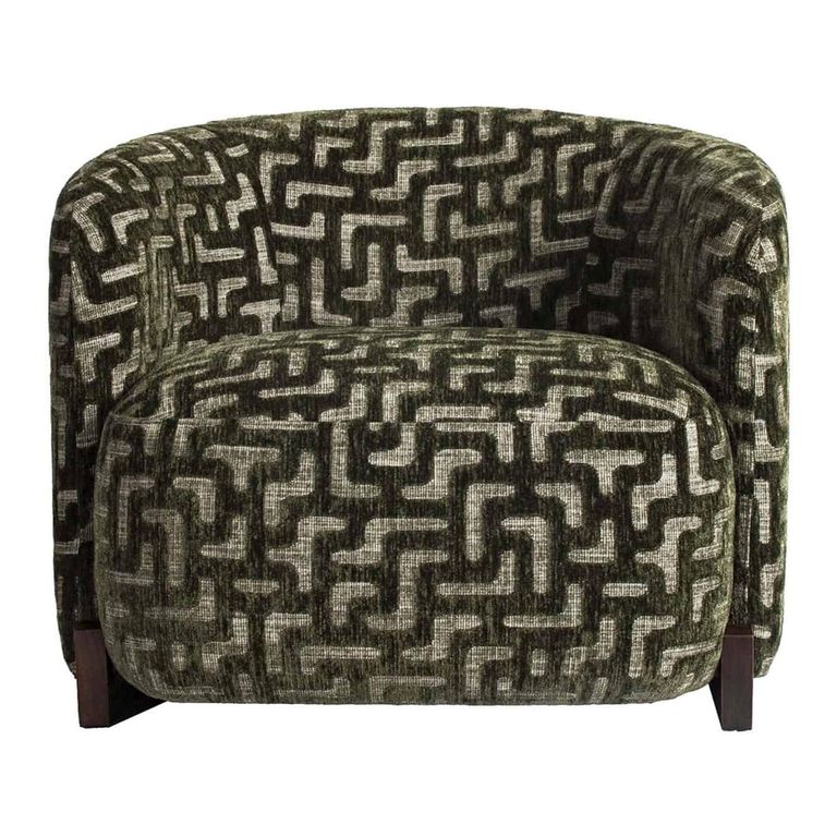 Hannah Lounge Chair - Labyrinth - Moss - Fabric and Wood