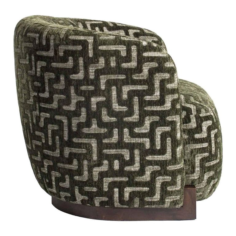 Hannah Lounge Chair - Labyrinth - Moss - Fabric and Wood