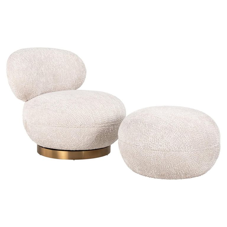 Jace Cream Fabric and Gold Accent Chair