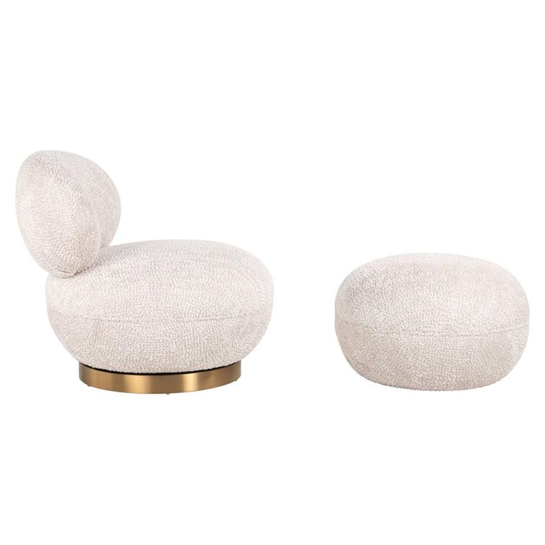 Jace Cream Fabric and Gold Accent Chair