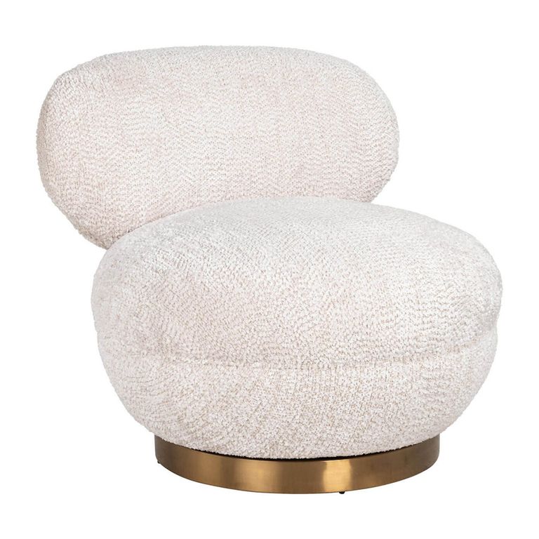 Jace Cream Fabric and Gold Accent Chair