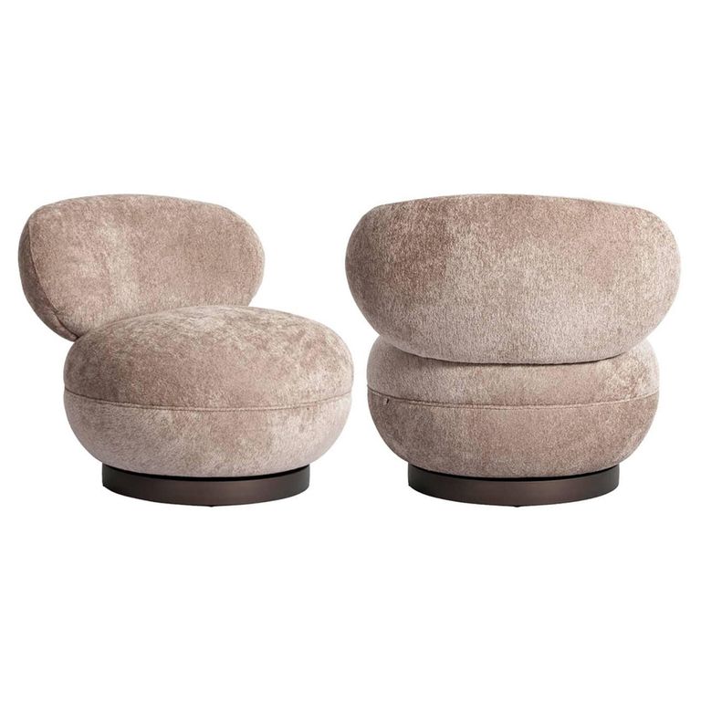 Jace Swivel Lounge Chair - Sand - Fabric and Metal