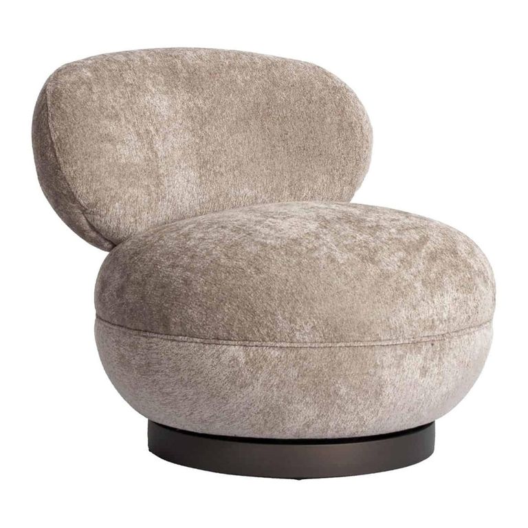 Jace Swivel Lounge Chair - Sand - Fabric and Metal