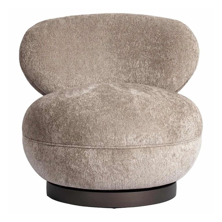 Jace Swivel Lounge Chair - Sand - Fabric and Metal