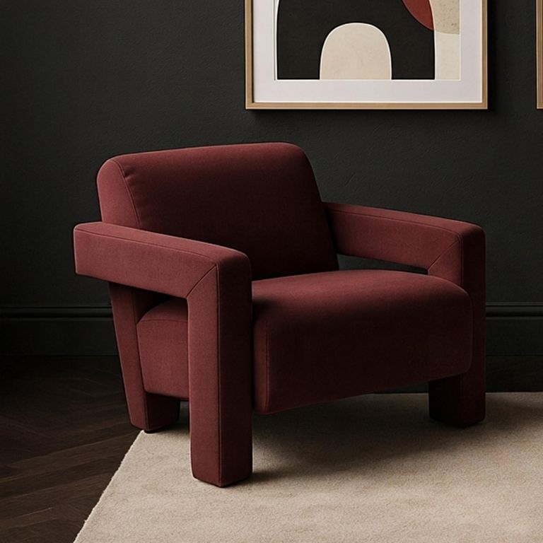 Apex Accent Armchair - Burgundy Velvet - Fabric