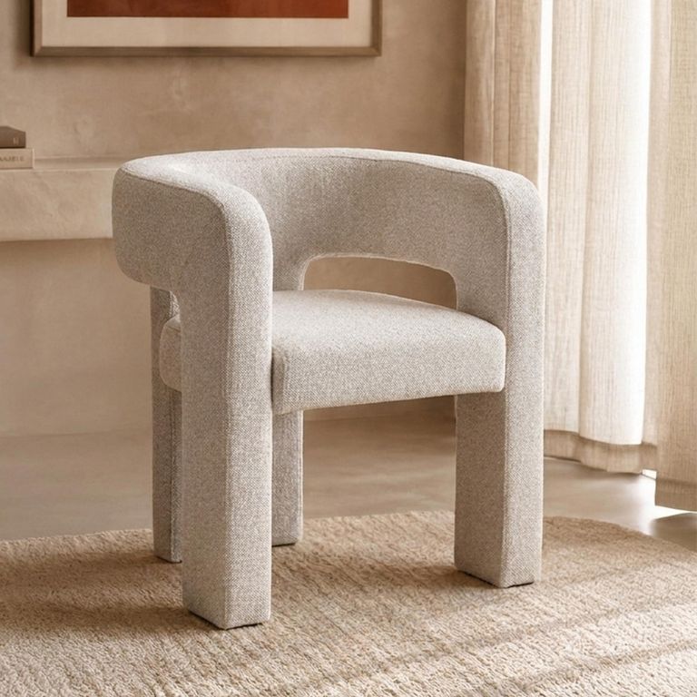 Crescent Armchair - Curved Back - Mink - Fabric