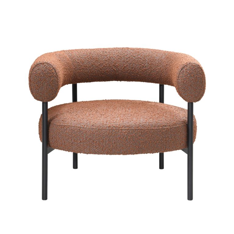 Eclipse Armchair - Curved Back - Burnt Orange and Black - Fabric and Metal