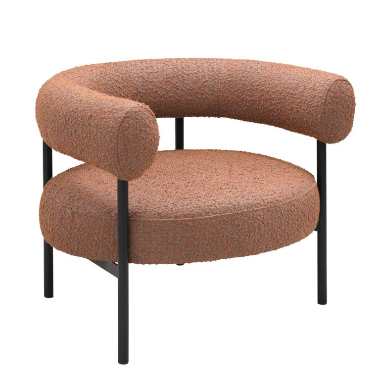 Eclipse Armchair - Curved Back - Burnt Orange and Black - Fabric and Metal
