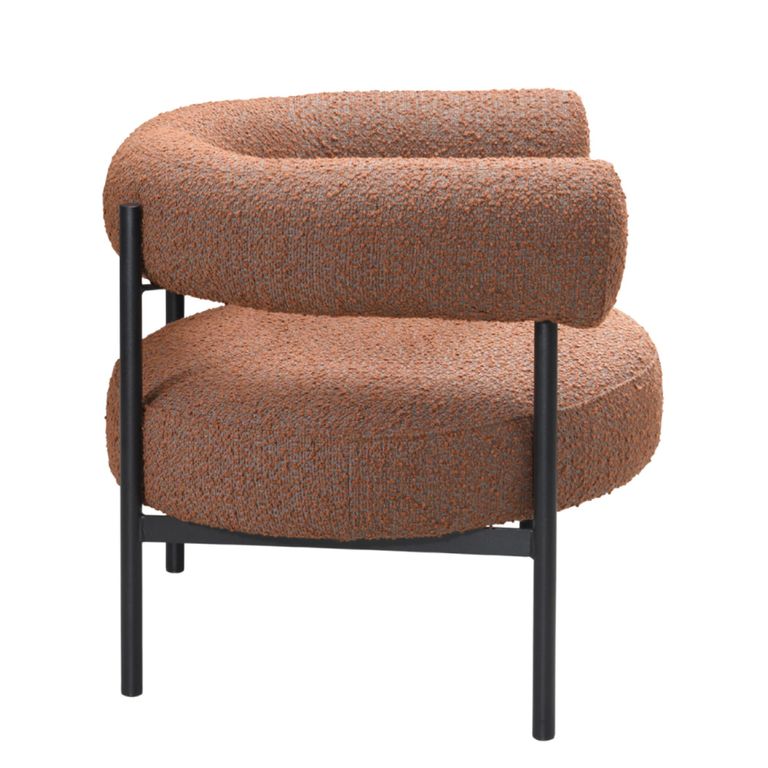 Eclipse Armchair - Curved Back - Burnt Orange and Black - Fabric and Metal