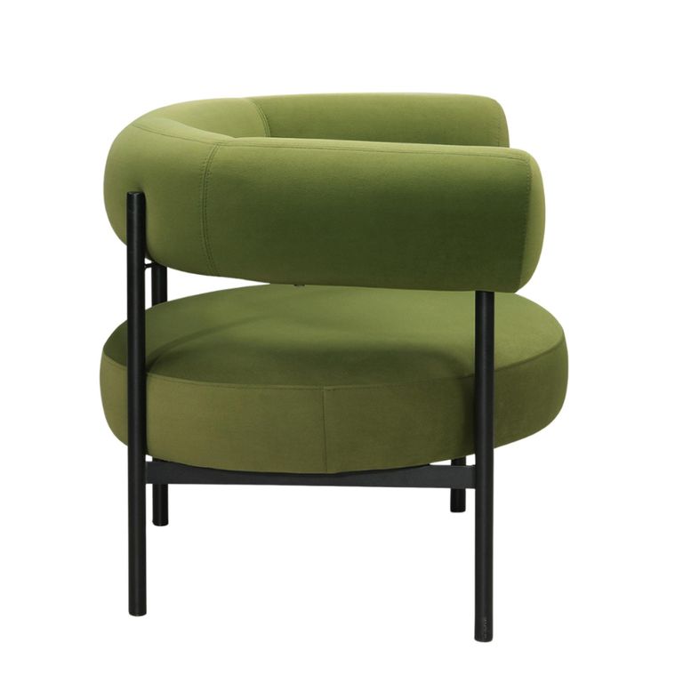 Eclipse Armchair - Curved Back - Olive Green and Black - Fabric and Metal