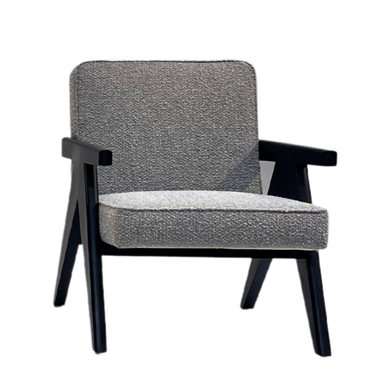 Ross Armchair - Cologne Dove and Black - Fabric and Wood