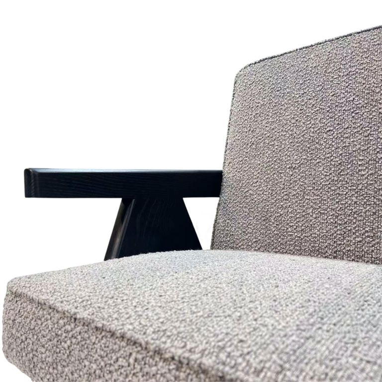 Ross Armchair - Cologne Dove and Black - Fabric and Wood
