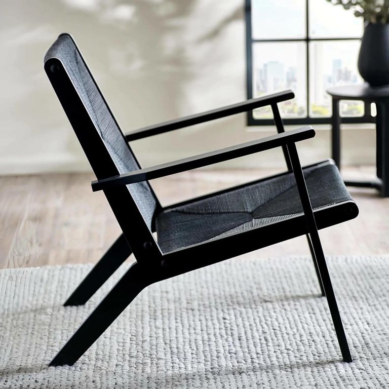 Icaria Accent Armchair - Black - Oak and Woven Rope
