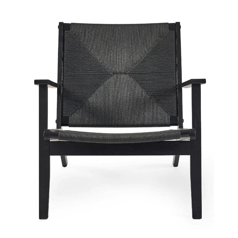 Icaria Accent Armchair - Black - Oak and Woven Rope