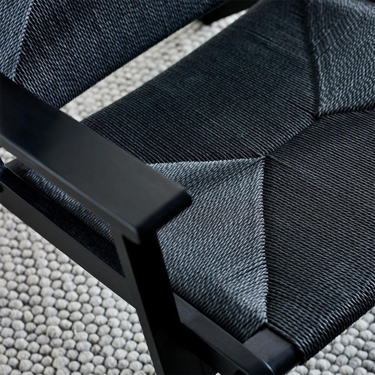 Icaria Accent Armchair - Black - Oak and Woven Rope