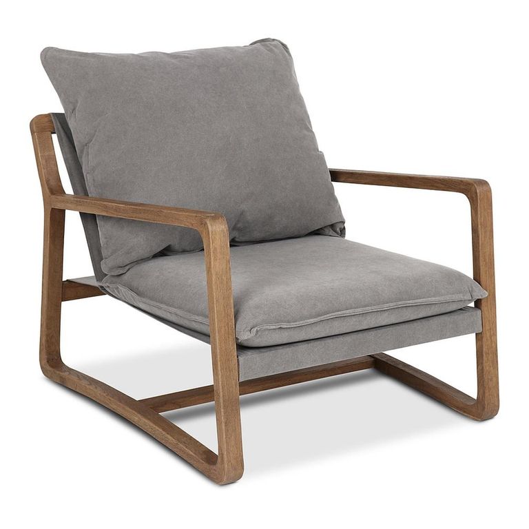 Charles Accent Armchair - Grey - Fabric and Wood