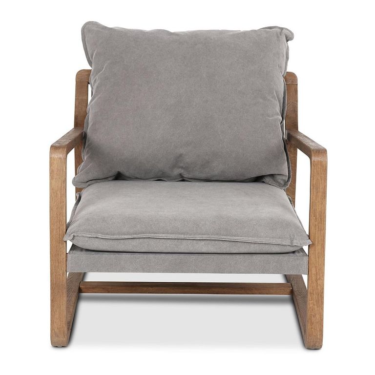 Charles Accent Armchair - Grey - Fabric and Wood