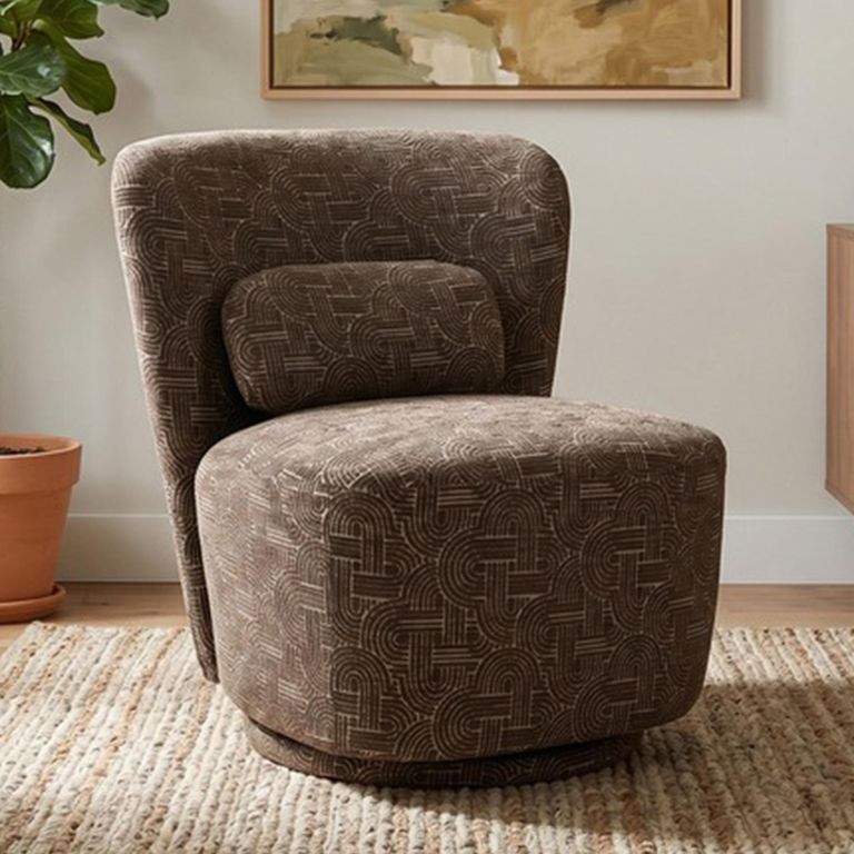 Aura Swivel Chair - Curved Back - Espresso - Fabric